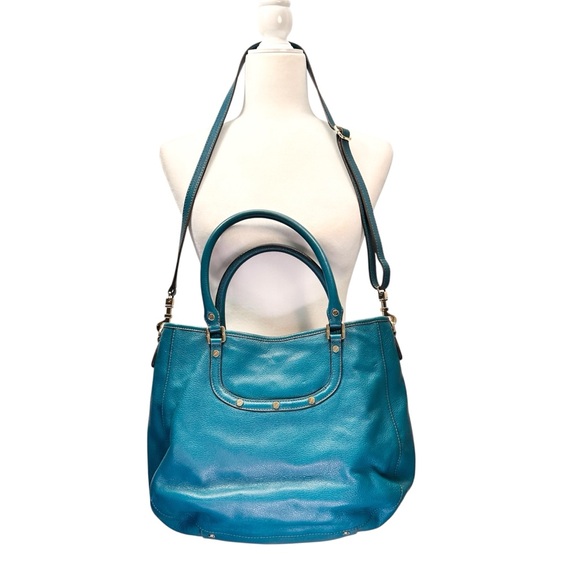 Tory Burch Amanda Classic Handle Hobo Teal Shoulder Bag - Picture 3 of 15